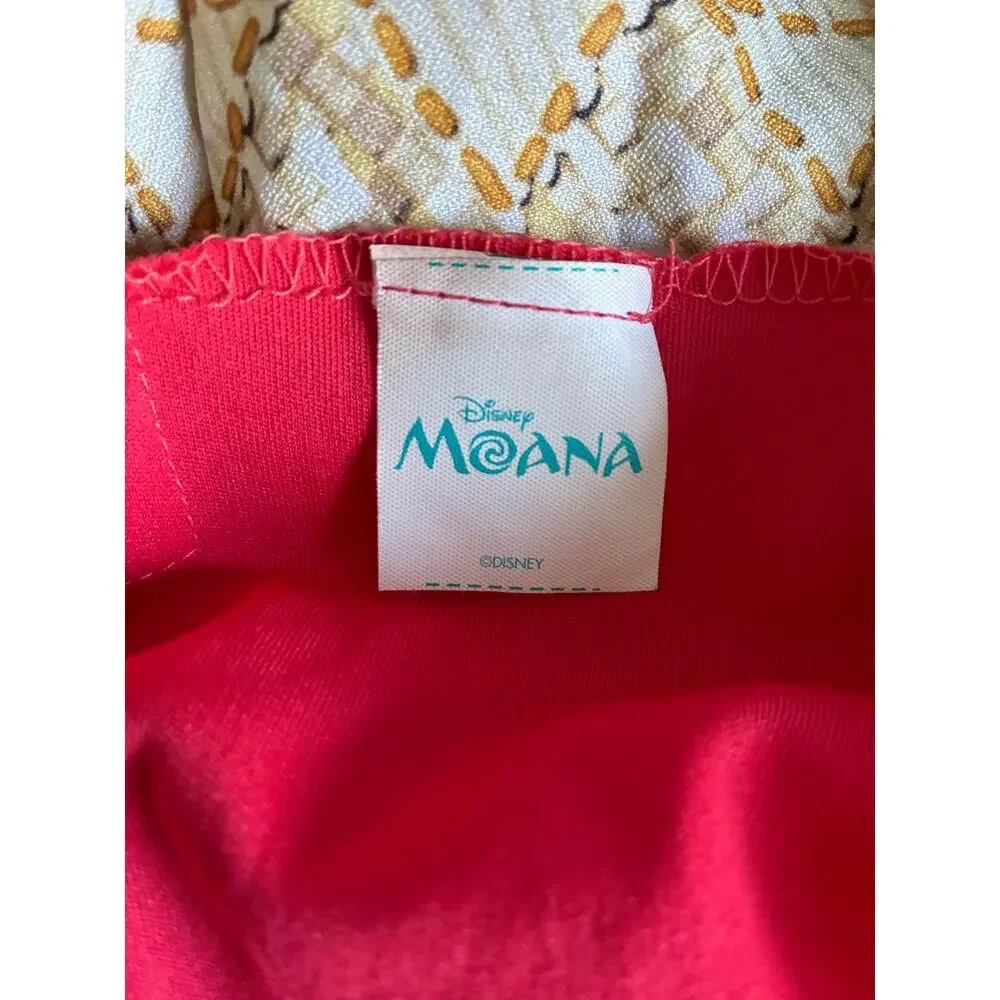 Disney Moana Halloween Costume Dress w/Hibiscus Flower Puka Necklace Size 5